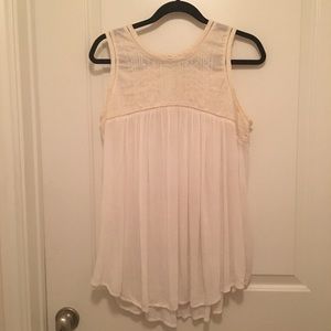 Embroidered White Flowy Tank